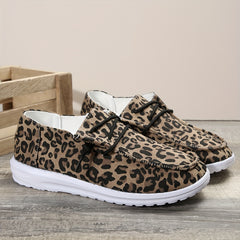 Leopard Print Boat Shoes Lightweight Slip-on Casual Flats