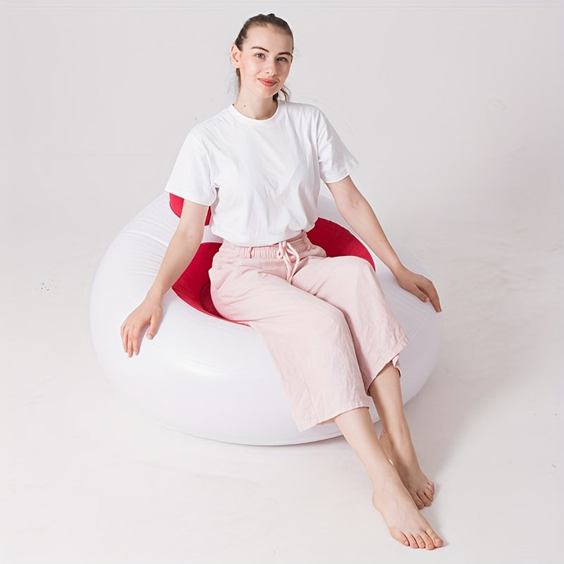 Heart Shape Inflatable Lazy Sofa with Backrest Flocking Lounge Chair