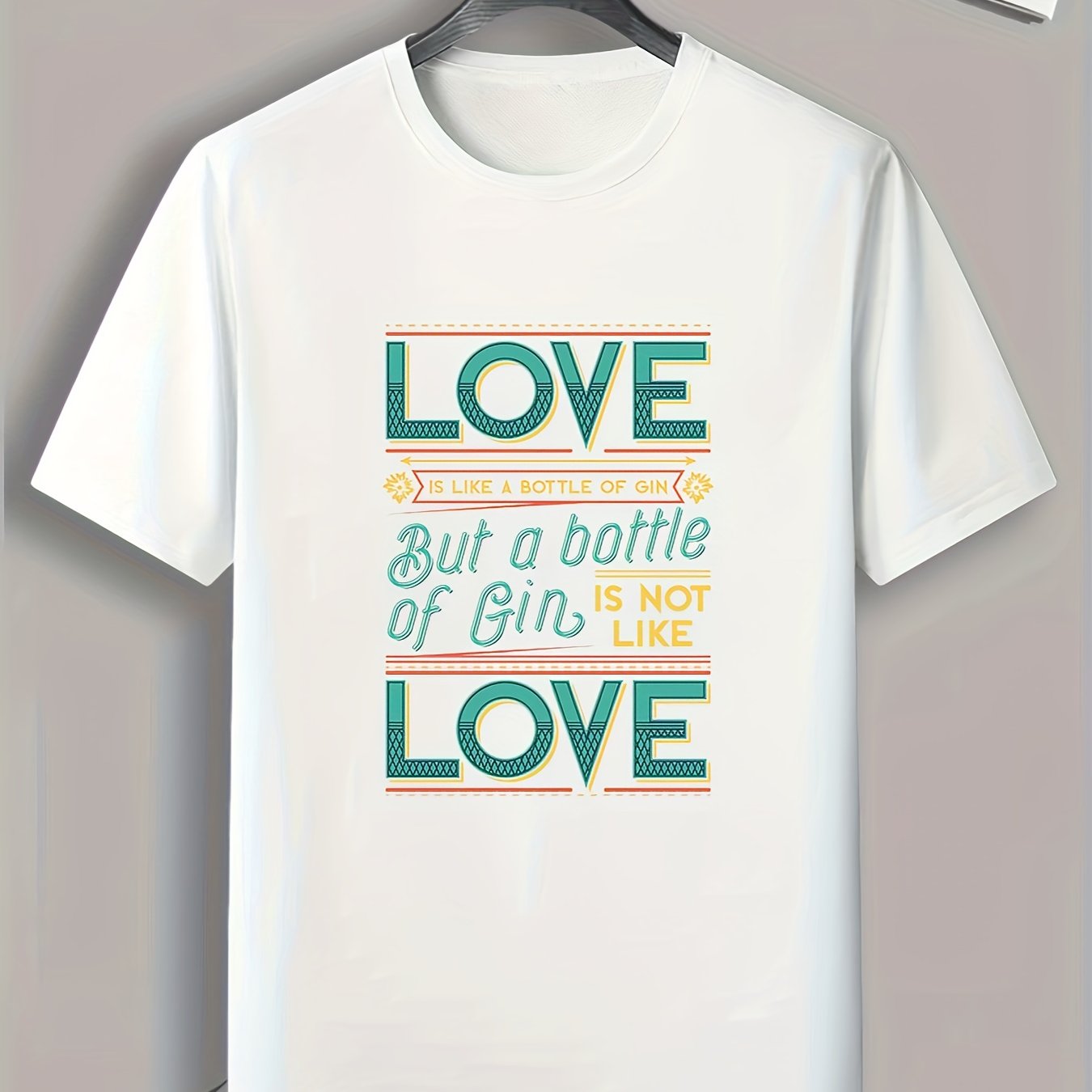 Gin Lover Slogan Pattern Print Men's Comfy Sports T shirt