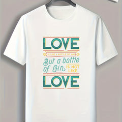 Gin Lover Slogan Pattern Print Men's Comfy Sports T shirt
