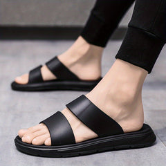 Men's Double Band Slide Sandals Casual Non Slip Shoes Open Toe Shoes