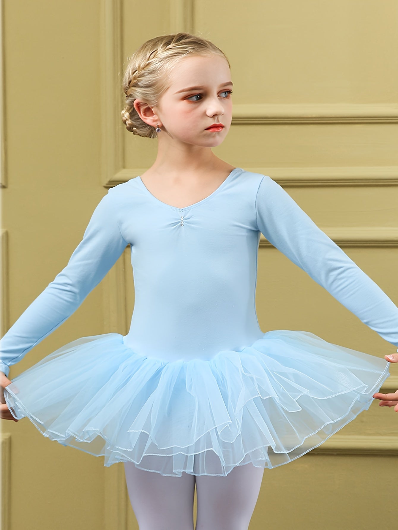 Sweet Girls Long Sleeve Ballet Tutu Leotard Dancing Suit