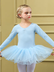 Sweet Girls Long Sleeve Ballet Tutu Leotard Dancing Suit