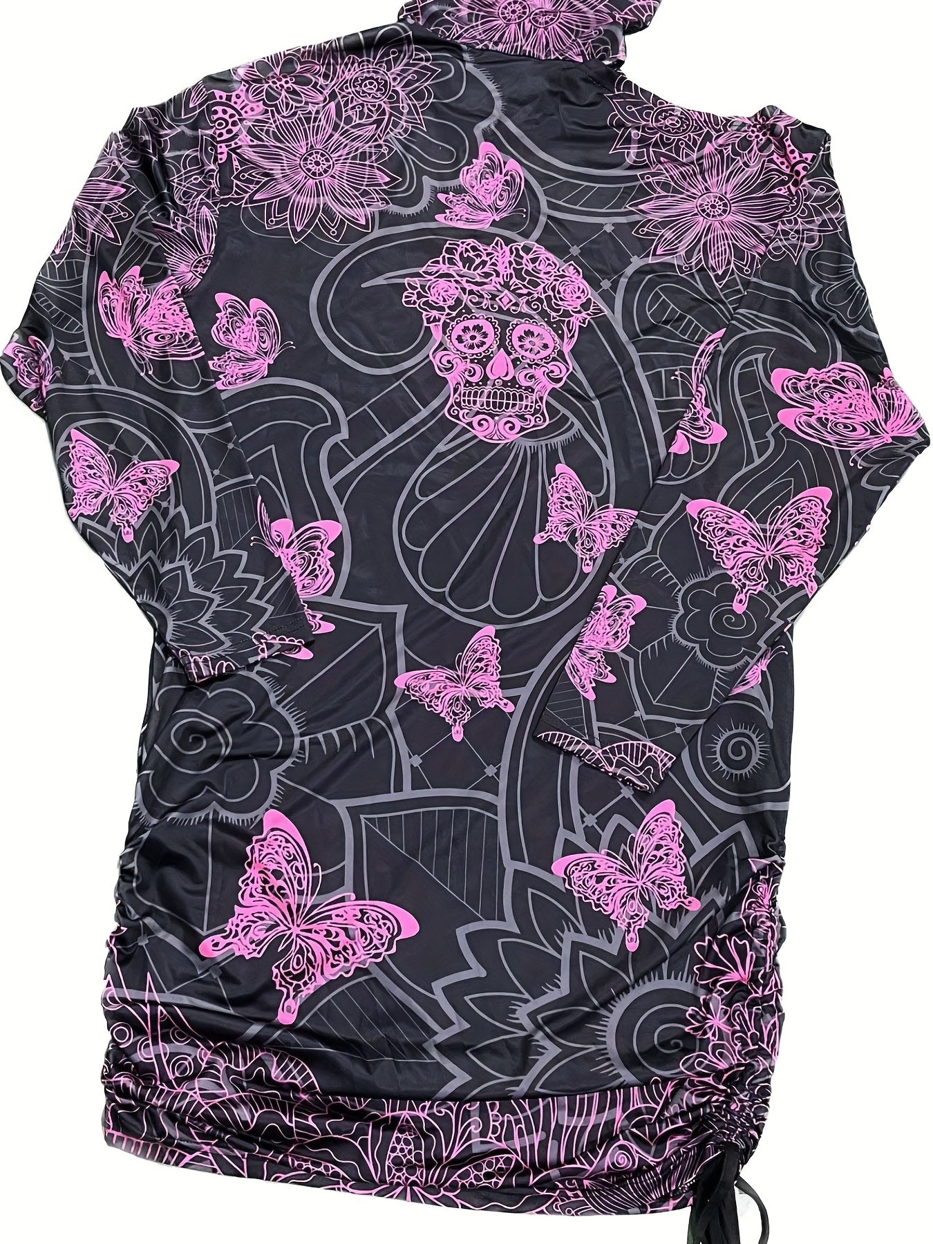 Halloween Goth Dress Women's Plus Skull Butterfly Letter Print Hooded