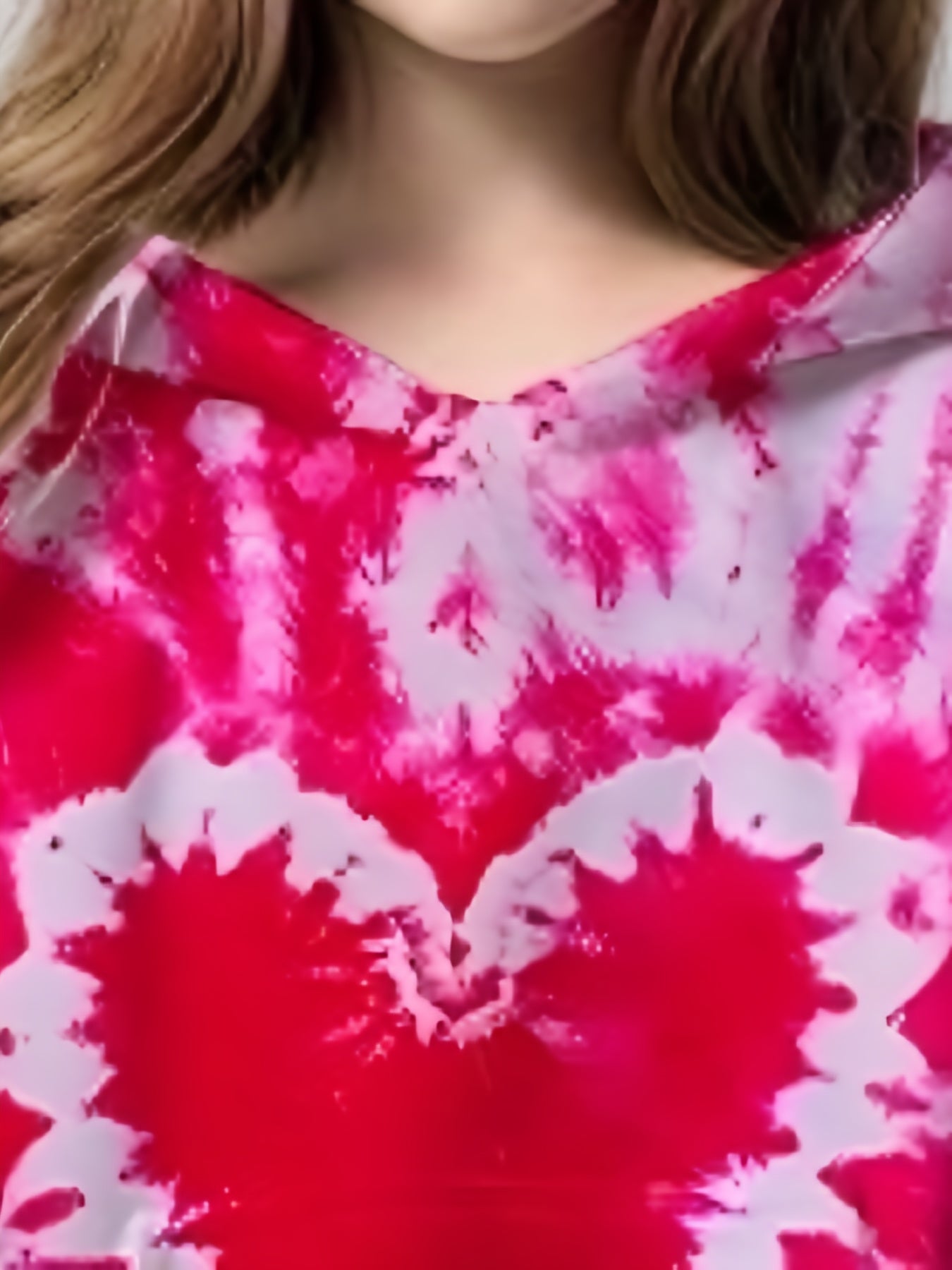 Girls Tie Dye Heart Graphic Hooded Sweatshirt Top 3D Pullover