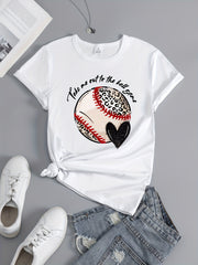 Baseball Graphic Short Sleeve Sports T shirt Round Neck