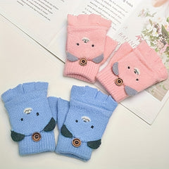 Kids' Cartoon Bear Cashmere Gloves for 3-6 Years