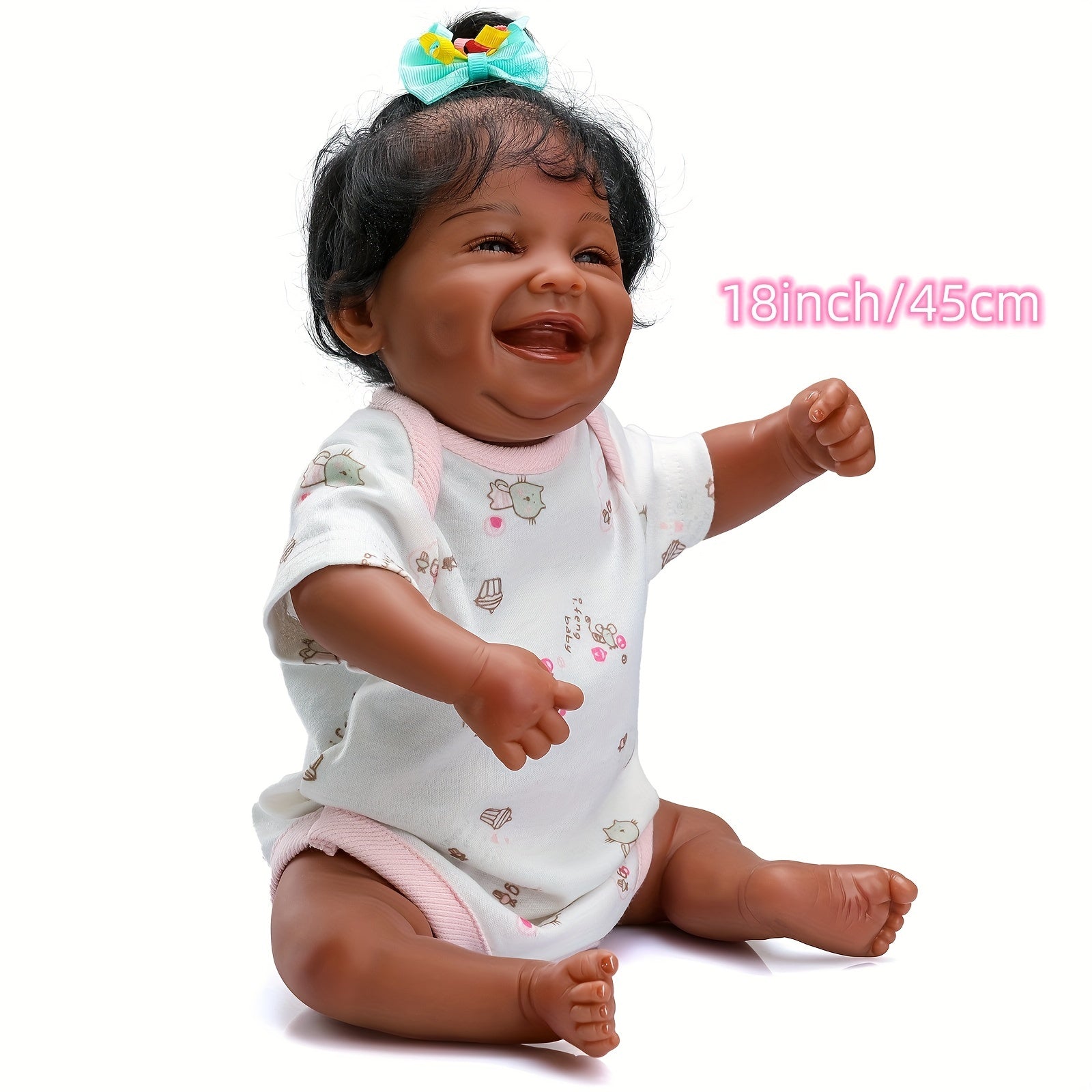 Adorable African American Baby Doll Soft Silicone Vinyl Waterproof Bath Toy