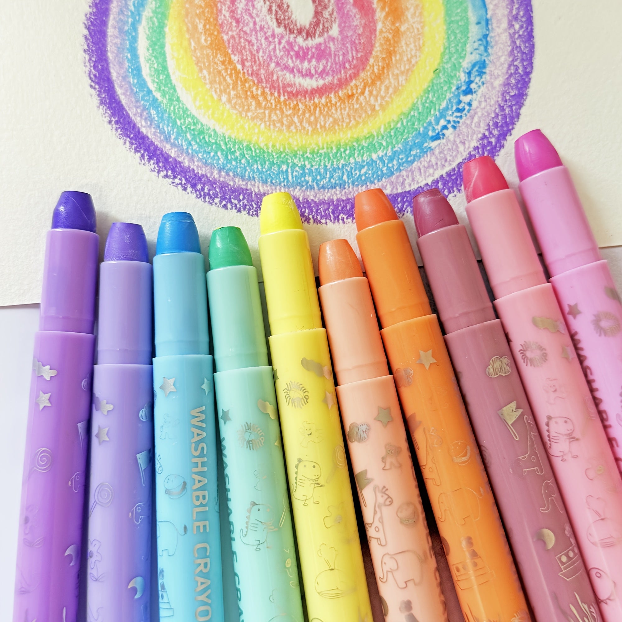 10 Twistable Crayons Glitter & Pastel Shades Non-Toxic Washable Gel