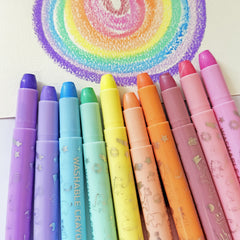 10 Twistable Crayons Glitter & Pastel Shades Non-Toxic Washable Gel