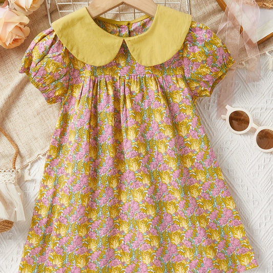 Girls Short Sleeve Floral Dress - Summer Casual Wear