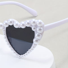 Heart Sunglasses Faux Pearl Decor Photo Prop Glasses
