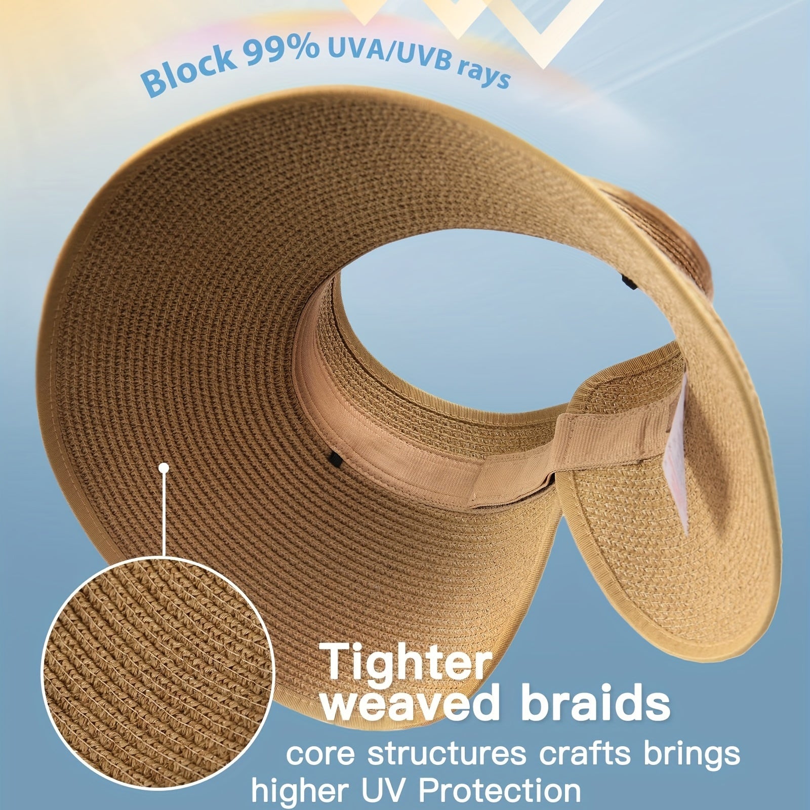 Wide Brim UV Protection Straw Sun Hat Foldable