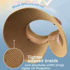 Wide Brim UV Protection Straw Sun Hat Foldable