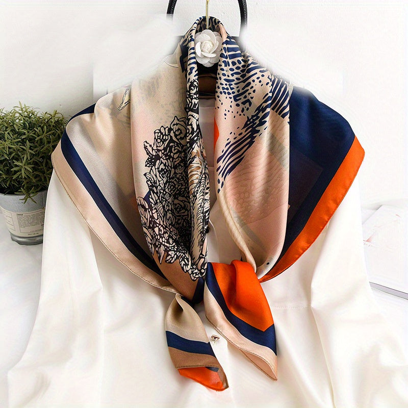 Printed Imitation Silk Scarf Muslim Bag Head Wrap Lightweight Neck Scarfs