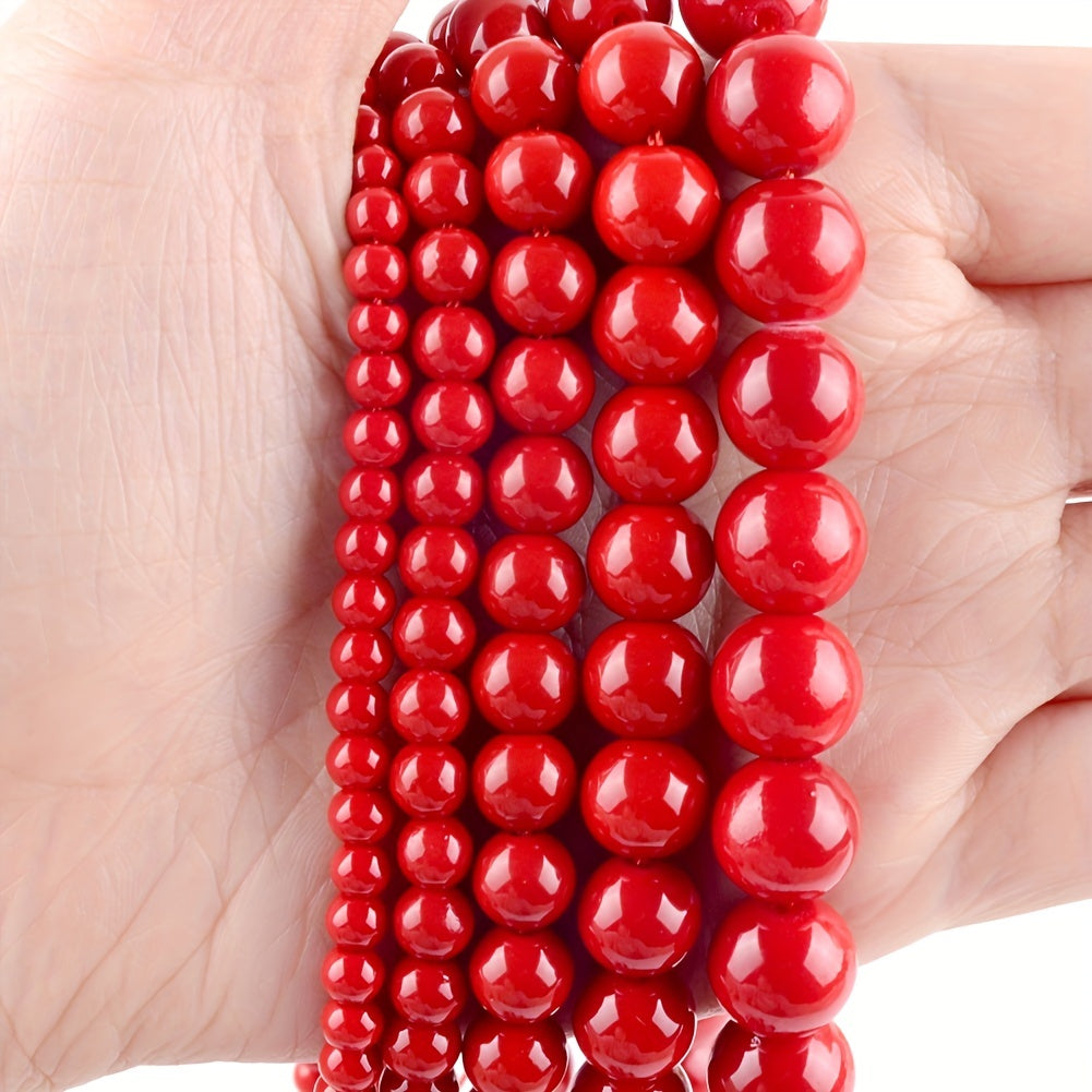 Red Coral Stone Round Loose Beads 4-12mm Spacer Beads DIY Jewelry Making
