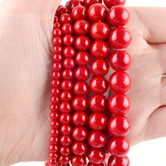 Red Coral Stone Round Loose Beads 4-12mm Spacer Beads DIY Jewelry Making