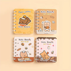4pcs Cartoon Coil Notebook 80 Sheets Each Portable Notepad Horizontal Line