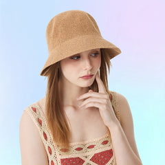 French Style Bucket Hat Solid Casual Sunshade Basin Hat