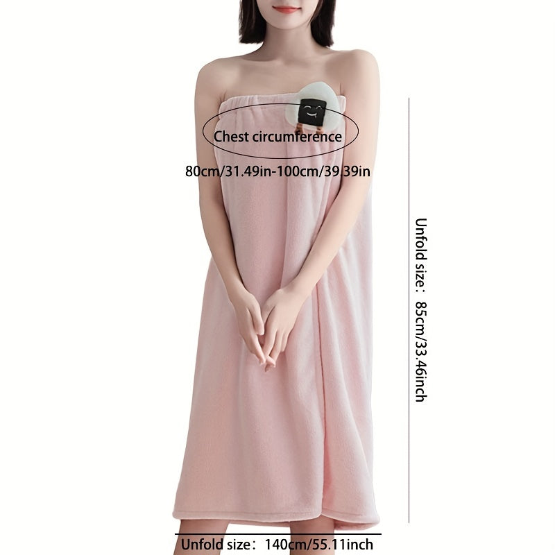 Women's Wearable Shoulder Strap Bath Towel Cartoon Doll Bath Skirt L