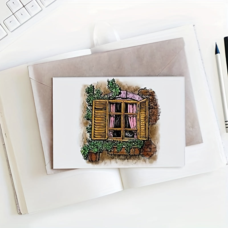 Spring Leaves Wood Window Clear Stamp for Card Making