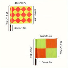 2pcs Soccer Referee Flags Red Yellow Checkered Command Hand Flags