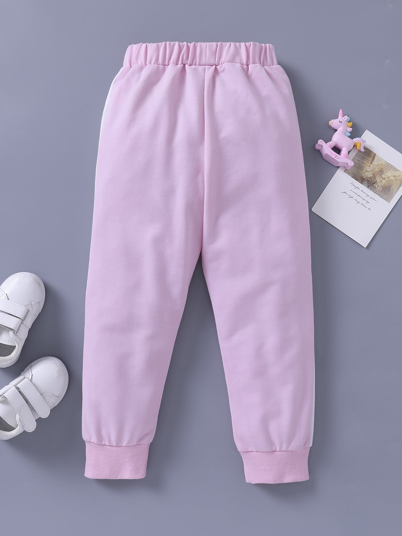 Girls' Spliced Casual Trousers - Stylish and comfortable slim fit pants