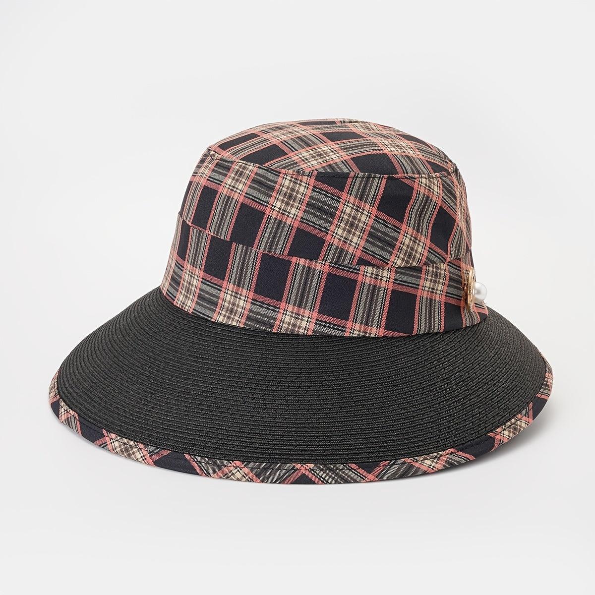 Plaid Sunshade Fisherman Hat Spring Autumn Retro Literary Outdoor Basin Hat