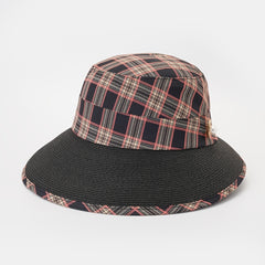 Plaid Sunshade Fisherman Hat Spring Autumn Retro Literary Outdoor Basin Hat