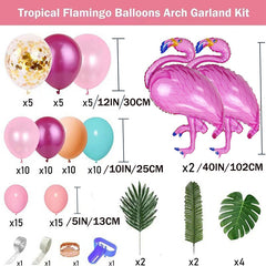 Tropical Balloon Arch Kit Flamingo Balloons Jungle Palm Leaves Coloured Balloon