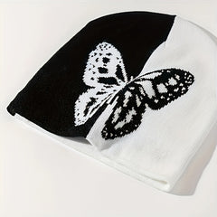 Y2K Jacquard Butterfly Beanie Knitted Hat Cap for Warmth