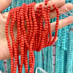 92pcs 4MM Turquoise Beads DIY Round Stone Beads Small Beads For Jewelry Making