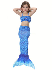 2pcs Mermaid Swimsuit with Tail for Girls