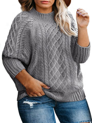Cable Knit Long Sleeve Round Neck Pullover Jumper