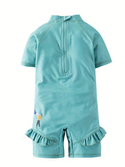 Girls Cartoon One Piece Romper Swimsuit with Hat