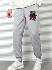 Roses Print Men s Sports Pants Men s Casual Drawstring Jogging Trousers