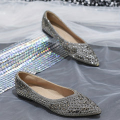 Studded Knit Ballet Flats Soft Sole Slip On Anti-Skid Shoes