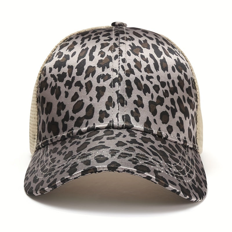 Leopard Tiger Ponytail Baseball Cap Vintage Print Mesh Trucker Hat