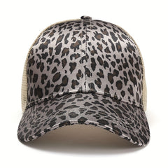 Leopard Tiger Ponytail Baseball Cap Vintage Print Mesh Trucker Hat