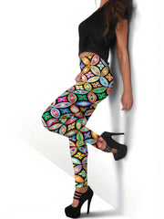 Hippie Style High Waist Leggings Skinny Casual Leggings Women's Clothing