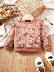 Baby Floral Print Long Sleeve Sweatshirt Kid's Casual Pullover Tee Top