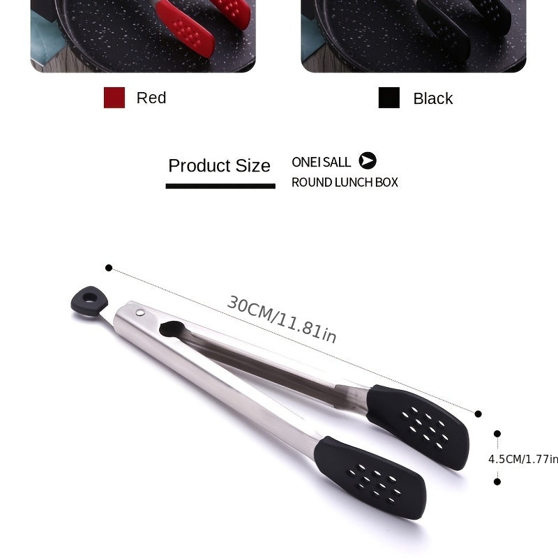 Stainless Steel Kitchen Tongs Silicone Food Clip Heat Resistant Clamp