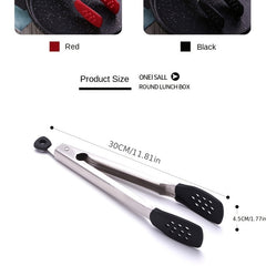 Stainless Steel Kitchen Tongs Silicone Food Clip Heat Resistant Clamp