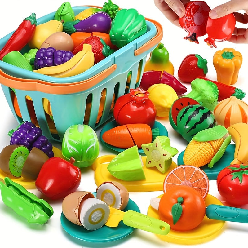 35pcs Kitchen Toy Set Fruit Vegetable Accessories Shopping Basket