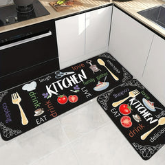 Non Slip Kitchen Rug with Digital Printed Letters