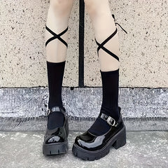 Solid Strappy Socks Comfy & Breathable Women's Stockings