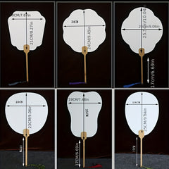 DIY Chinese Paper Fan Bamboo Handle Tassel Ancient Costume Women