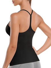Tank Top w/Built-In Bra Racerback Running Sports Cami