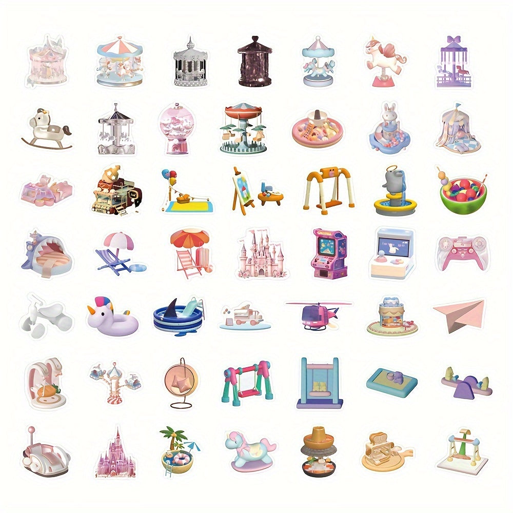 50pcs Amusement Park Cartoon Stickers for DIY Decoration Waterproof Sticker Pack