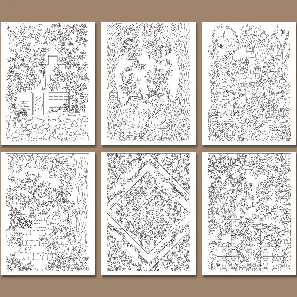 Hidden Garden Adult Coloring Book - Intricate Designs - Relaxing